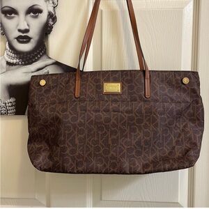 Calvin Klein Dark Brown Monogram Tote